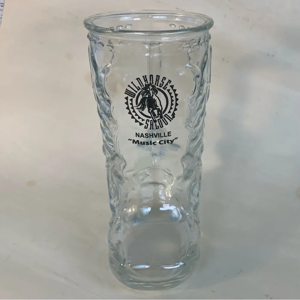 “Wildhorse Saloon” glass cowboy boot beer mug.